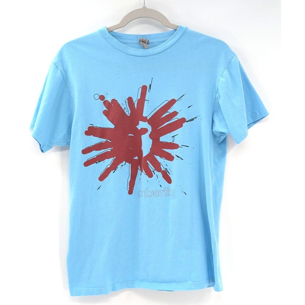 Anberlin Light Blue Red Splatter Short Sleeve Alt Rock Band T-Shirt Size Med